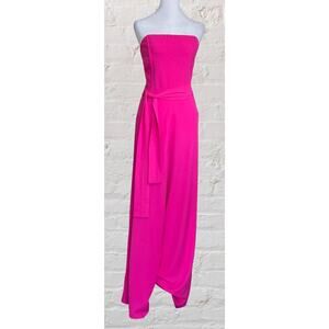 Chelsea 28 Pink Strapless Wide Leg Jumpsuit Sz XL Barbiecore Wedding Guest NWT